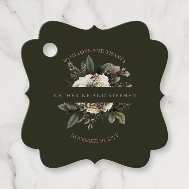 Rustic Boho Dusty Rosa Blommigt Bröllop Tack F Gåvor Etiketter (Framsida)