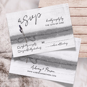 Rustic Boho Eco Faux Burlap Wood Lavender Bröllop OSA Kort
