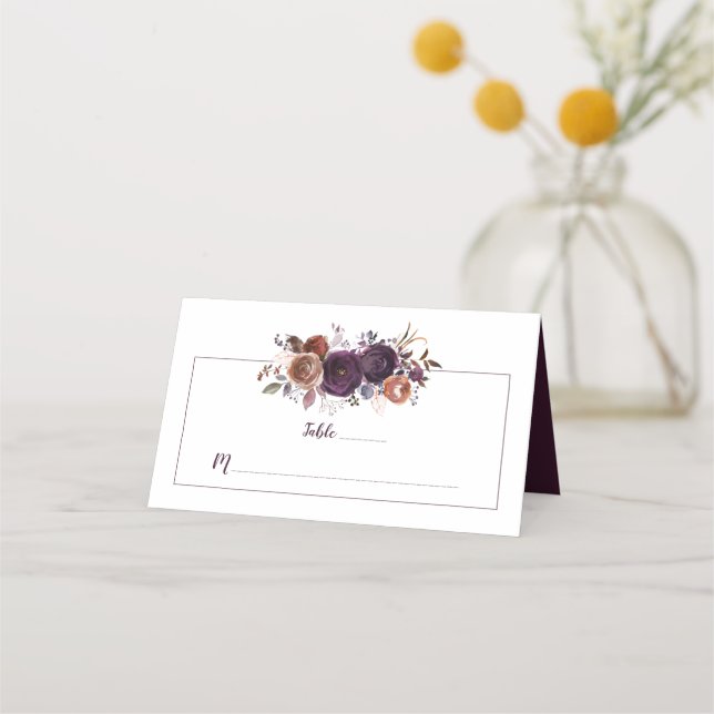Rustic Boho Eggplant Lila Butter Rum Place Card Placeringskort (Framsida)
