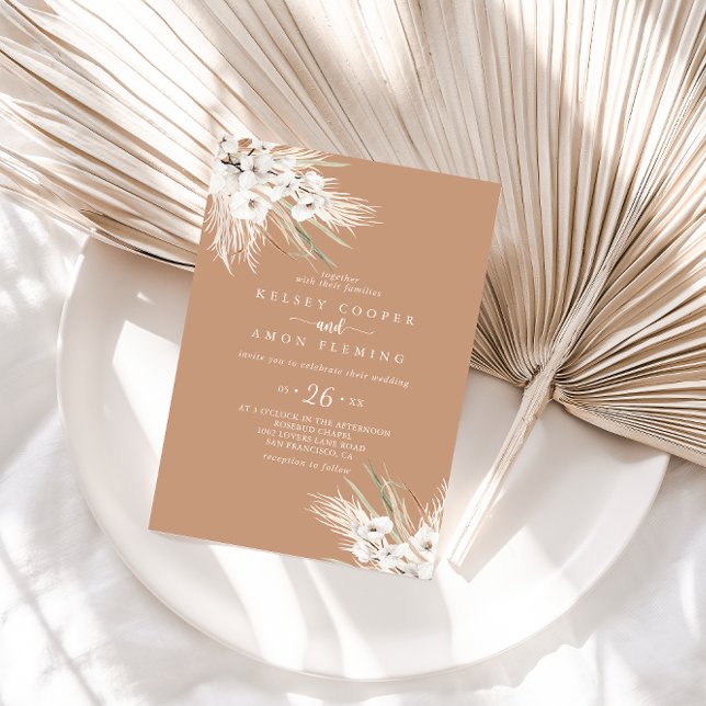 Rustic Boho Elegant Blommigt Avslappnad Bröllop Inbjudningar (Skapare uppladdad)