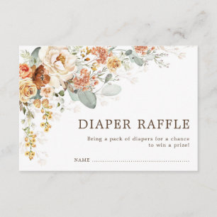 Rustic Boho Fall Burnt Orange Blommigt Diaper Raff Tilläggskort