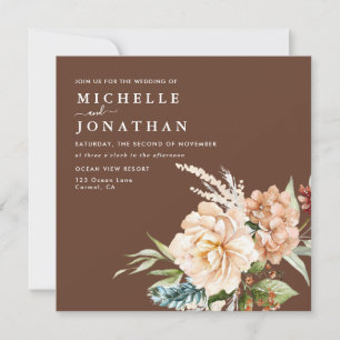 Rustic Boho Fall Flowers Bröllopsinbjudan Inbjudningar