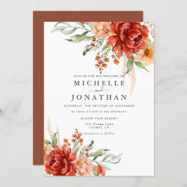 Rustic Boho Fall Flowers Bröllopsinbjudan Inbjudningar