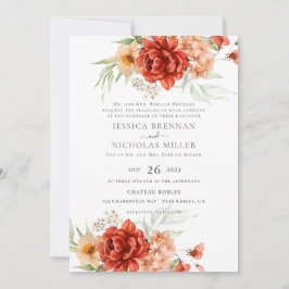 Rustic Boho Fall Flowers Bröllopsinbjudan Inbjudningar