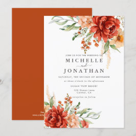 Rustic Boho Fall Flowers Bröllopsinbjudan Inbjudningar