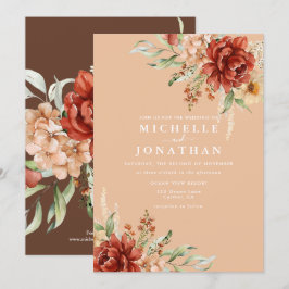 Rustic Boho Fall Flowers Bröllopsinbjudan Inbjudningar