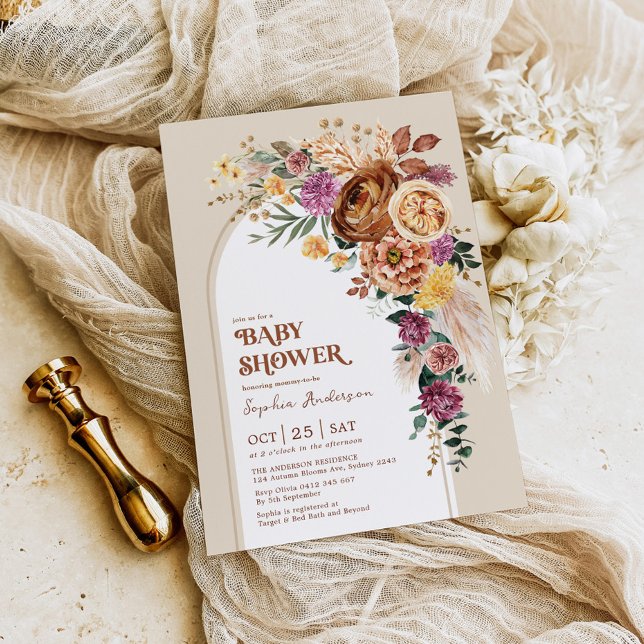 Rustic Boho Fall Garden Blommigt Baby Shower Inbjudningar (Skapare uppladdad)