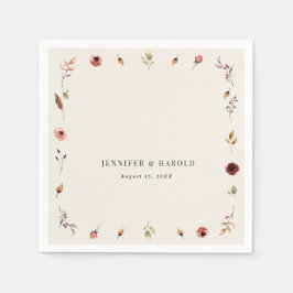 Rustic Boho Fall Wildblommor Bröllop eller Förlovn Pappersservett