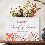 Rustic Boho Fall Wildblommor Maid of honor Bröllop<br><div class="desc">Tittar du för maid of honor-presentväska? Titta på vår Rustic Boho Fall Wildblomma Maid of honor Bröllop Large Gift Bag - perfekt för en romantisk utlandsgårdsevenemang för bröllop eller mysiga stuvgårdar. Med en vacker digital guld-effekt på ram, vattenfärgssnäckor, mjuk grönsak och en färgstark blommigt för pastellboho-chic, blandar den här presentsäcken...</div>