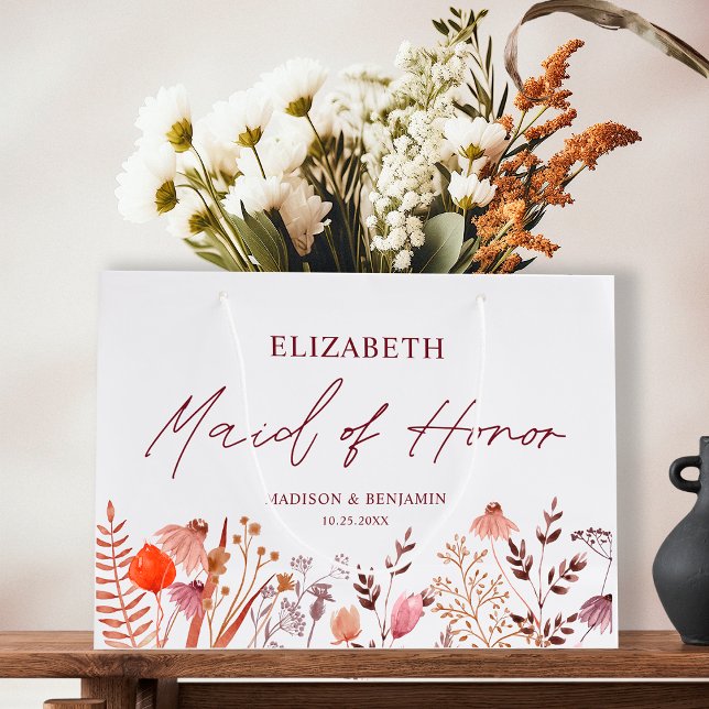 Rustic Boho Fall Wildblommor Maid of honor Bröllop (Skapare uppladdad)