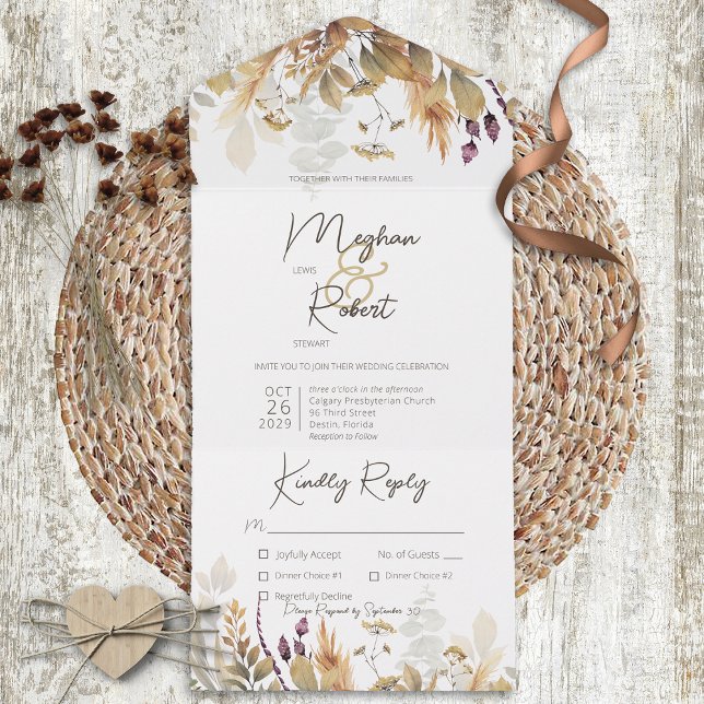 Rustic Boho Fall Wildblommor White Middag (Skapare uppladdad)