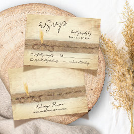 Rustic Boho Faux Pampass Grass Eco Wood Bröllop OSA Kort