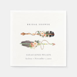 Rustic Boho Feather Blommigt Arrow Möhippa Pappersservett