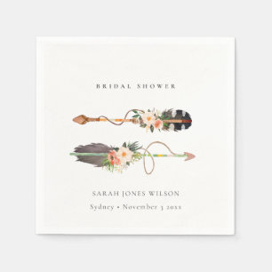 Rustic Boho Feather Blommigt Arrow Möhippa Pappersservett