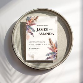 Rustic Boho Feather Wedding bjudande Inbjudningar