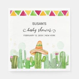 Rustic Boho Fiesta Cactus Taco "Bout A Baby Shower Pappersservett