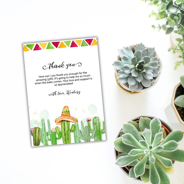 Rustic Boho Fiesta Cactus Taco "Bout A Baby Shower Tack Kort (Rustic Boho Fiesta Cactus Taco 'Bout A Baby Shower Thank You Card)