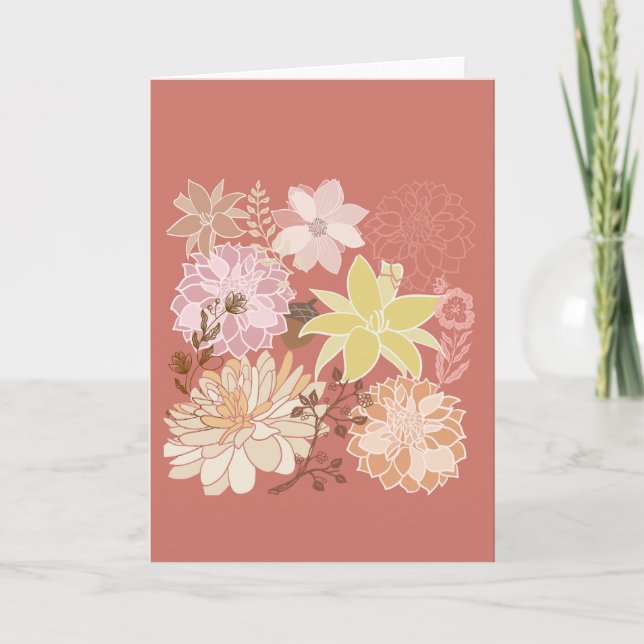 Rustic Boho Floral Pattern Kort (Framsida)
