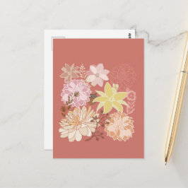 Rustic Boho Floral Pattern Vykort