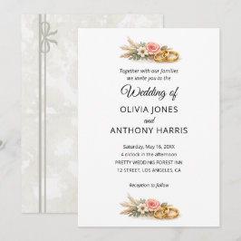 Rustic Boho Floral Watercolor Wedding  Inbjudningar