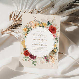 Rustic Boho Flowers Pampas Grass Bröllopsfest Inv. Inbjudningar
