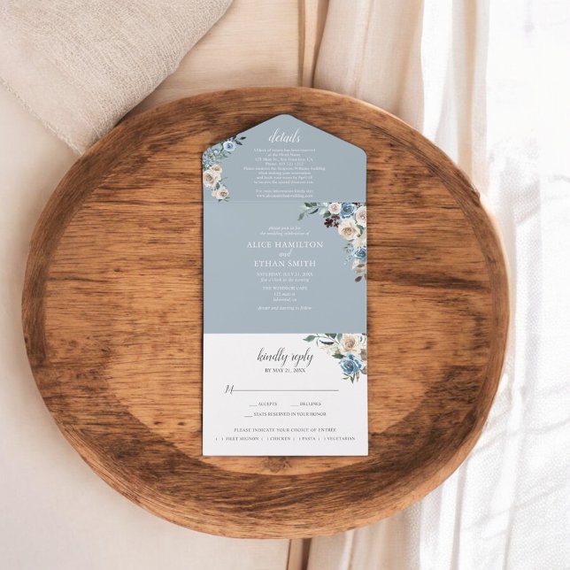 Rustic Boho Flowers skript Winter Dusty Blue (Skapare uppladdad)