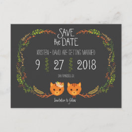 Rustic Boho Forest Cats bröllopsinbjudan Meddelande Vykort