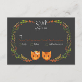 Rustic Boho Forest Cats bröllopsinbjudan OSA Kort
