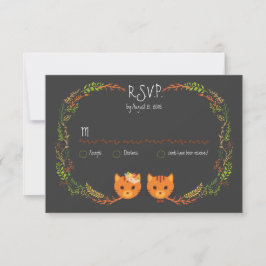 Rustic Boho Forest Cats bröllopsinbjudan OSA Kort