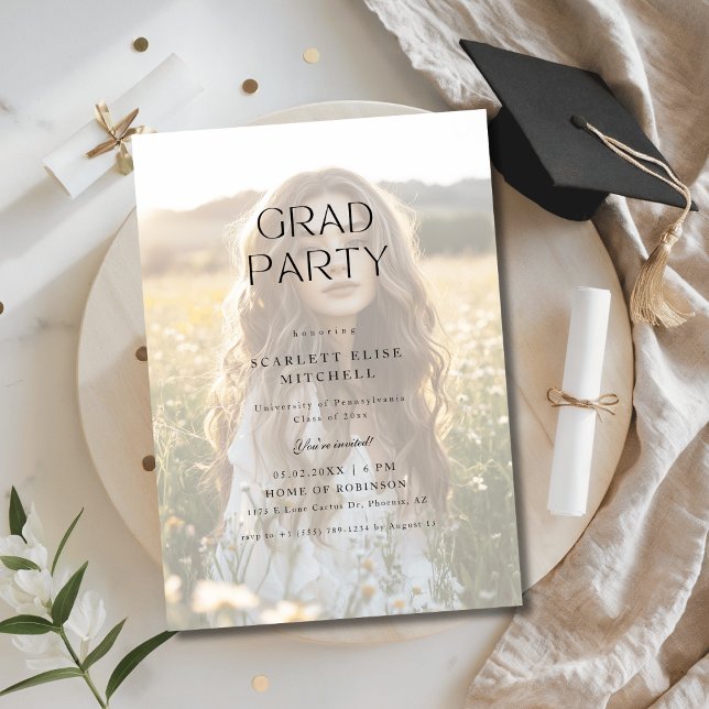 Rustic Boho Frosted Master Photo Grad Party Inbjudningar (Skapare uppladdad)