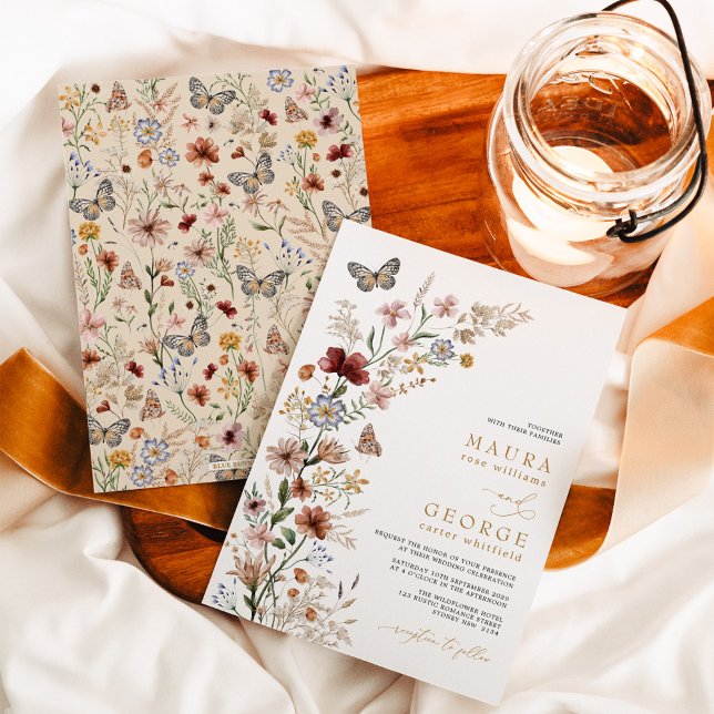 Rustic Boho Garden Flowers Bröllop Inbjudningar (Skapare uppladdad)