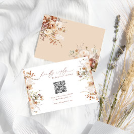 Rustic Boho Garden Flowers Bröllop QR Code OSA Tilläggskort