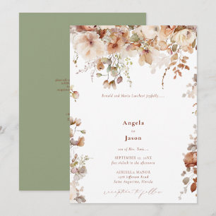 Rustic Boho Garden Flowers Bröllop QR-kod Inbjudningar
