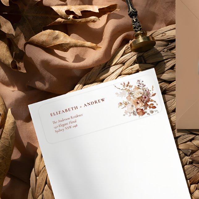 Rustic Boho Garden Flowers Bröllop Returadress Returadress Etikett (Skapare uppladdad)