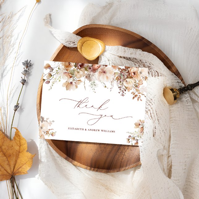 Rustic Boho Garden Flowers Bröllop Tack Kort (Skapare uppladdad)