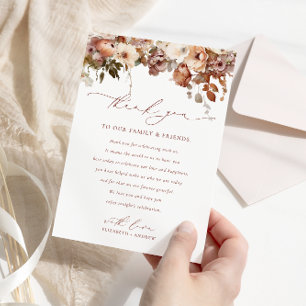 Rustic Boho Garden Flowers Bröllop Tack Kort
