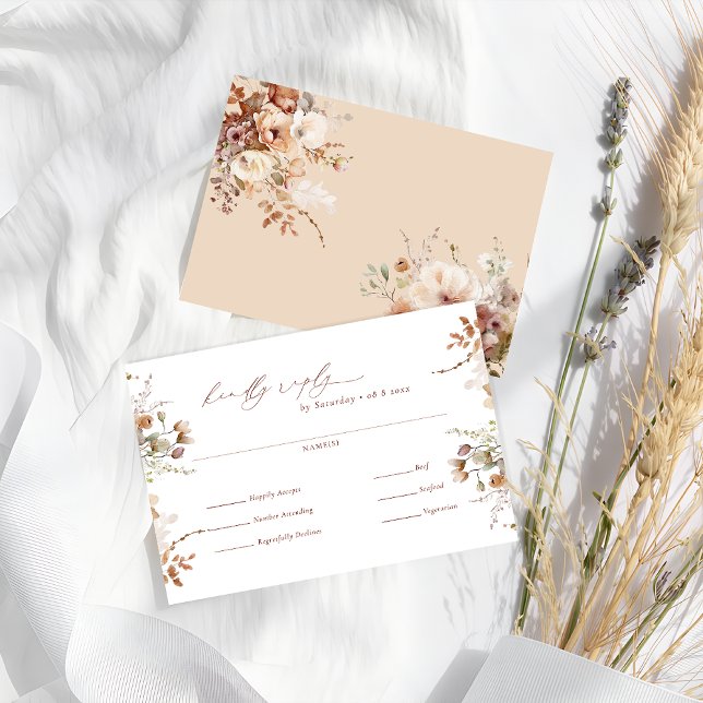 Rustic Boho Garden Wedding Meal Choice OSA kort (Skapare uppladdad)