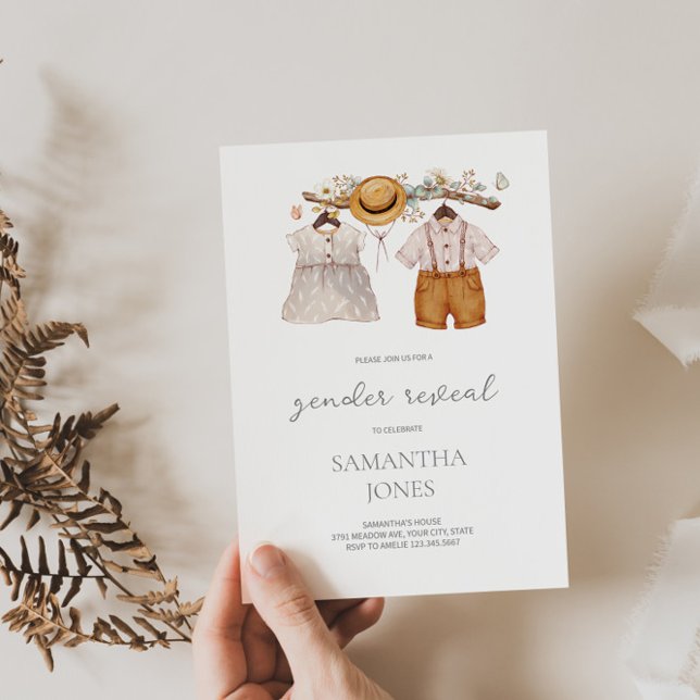 Rustic Boho Gender Reveal bjudan Inbjudningar (Skapare uppladdad)