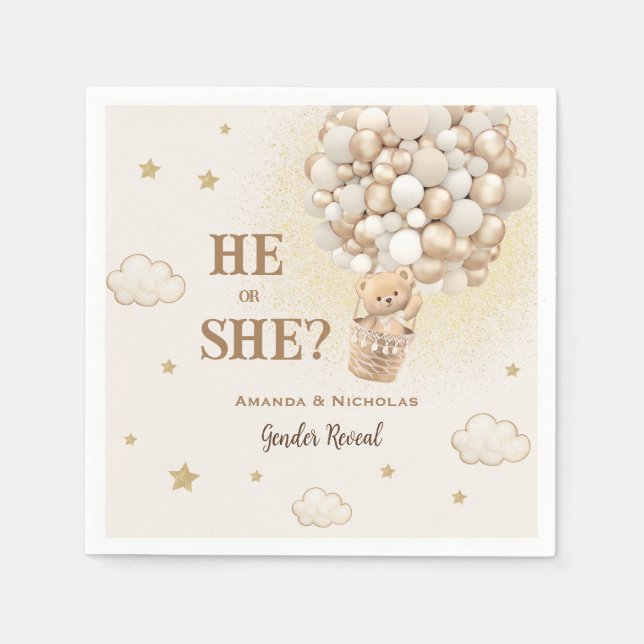 Rustic Boho Gender Reveal Nalle Pappersservett (Framsidan)