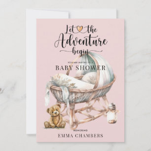 Rustic Boho Girl Baby Shower Nursery Crib Inbjudningar