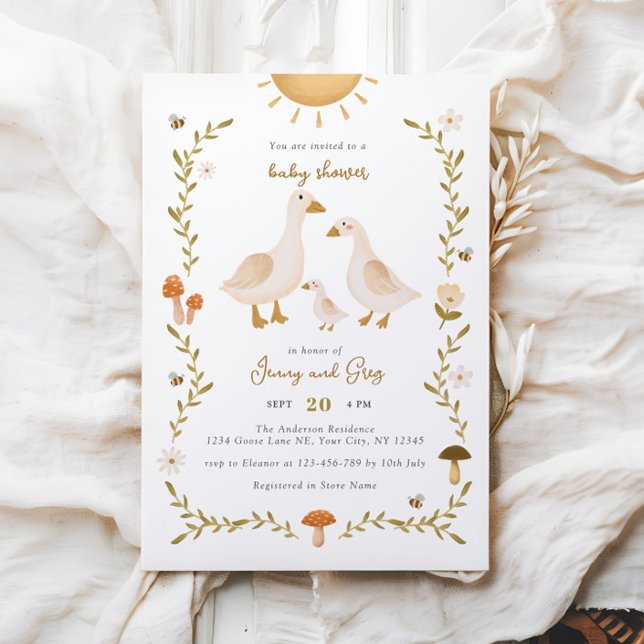 Rustic Boho Goose Baby Shower-inbjudan Inbjudningar (Skapare uppladdad)