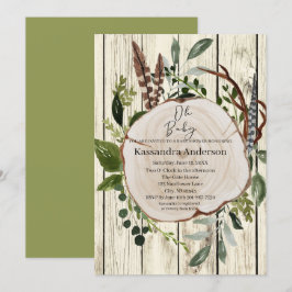 Rustic Boho Greenery Baby Shower Inbjudningar