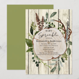 Rustic Boho Greenery Baby Sprinkle Inbjudningar