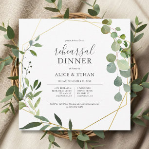 Rustic Boho Greenery Calligraphy Rehearsal Middag Inbjudningar