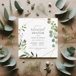 Rustic Boho Greenery Calligraphy Rehearsal Middag Inbjudningar<br><div class="desc">Vi presenterar vår inbjudan till exklusiv på rehearsal middag, skräddarsydd för dig. Utforma en delikat vattenfärgsmodell av eukalyptus, som är lätt inkapslad i contemporaryns geometriska ram. Perfekten blandar tradition och trender. Våra inbjudningar är adorerade med en exquisite-kombination av modernt skript och klassiskt serif-teckensnitt. Ange tonen för en oförglömlig kväll med...</div>