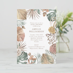 Rustic Boho Greenery Snyggt Autumn Baby Shower Inbjudningar