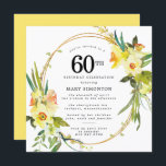 Rustic Boho Gult Daffodil 60:e födelsedagen Inbjudningar<br><div class="desc">Den vackra blommigten i vår har arrangemanga egenskaper som gult och vita daffodiller som dekorerar ett rustiskt ram. Den berömda grönmannen och daffodil härmar ge den moderna boho vibe. Baksidan av 60-årsjubiléet är en strålande solig gult. Perfektens val för en födelsedagsfest under våren.</div>