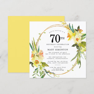 Rustic Boho Gult Daffodil 70:e födelsedagen Inbjudningar