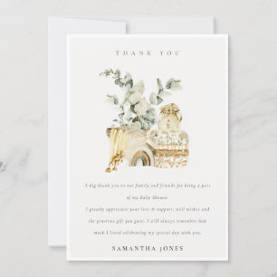 Rustic Boho Gult Nursery Foliage Baby Shower Tack Kort