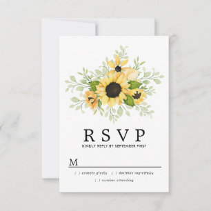 Rustic Boho Gult Solros Bröllop OSA Kort